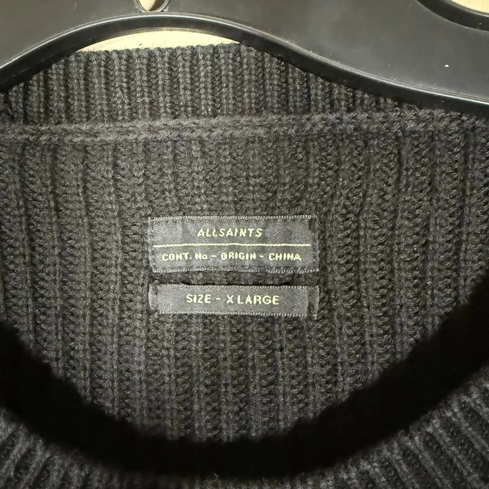 AllSaints Men’s Crewneck Ribbed Heavyweight Sweater XL Black